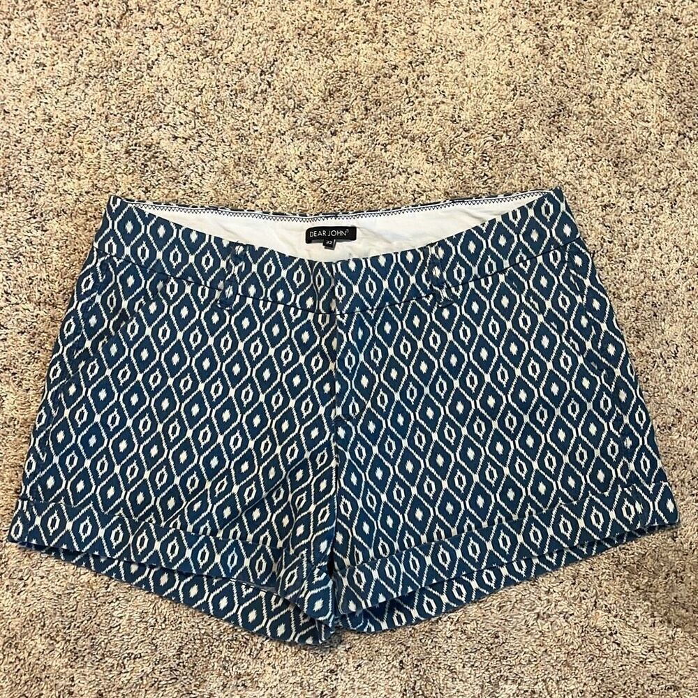 Dear John American Classic Cuffed Stone Blue & White Shorts Size 32